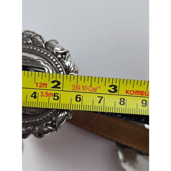 Brighton Black Silver Tone Concho Leather Belt Size 34 L34 Vg condition main image 7